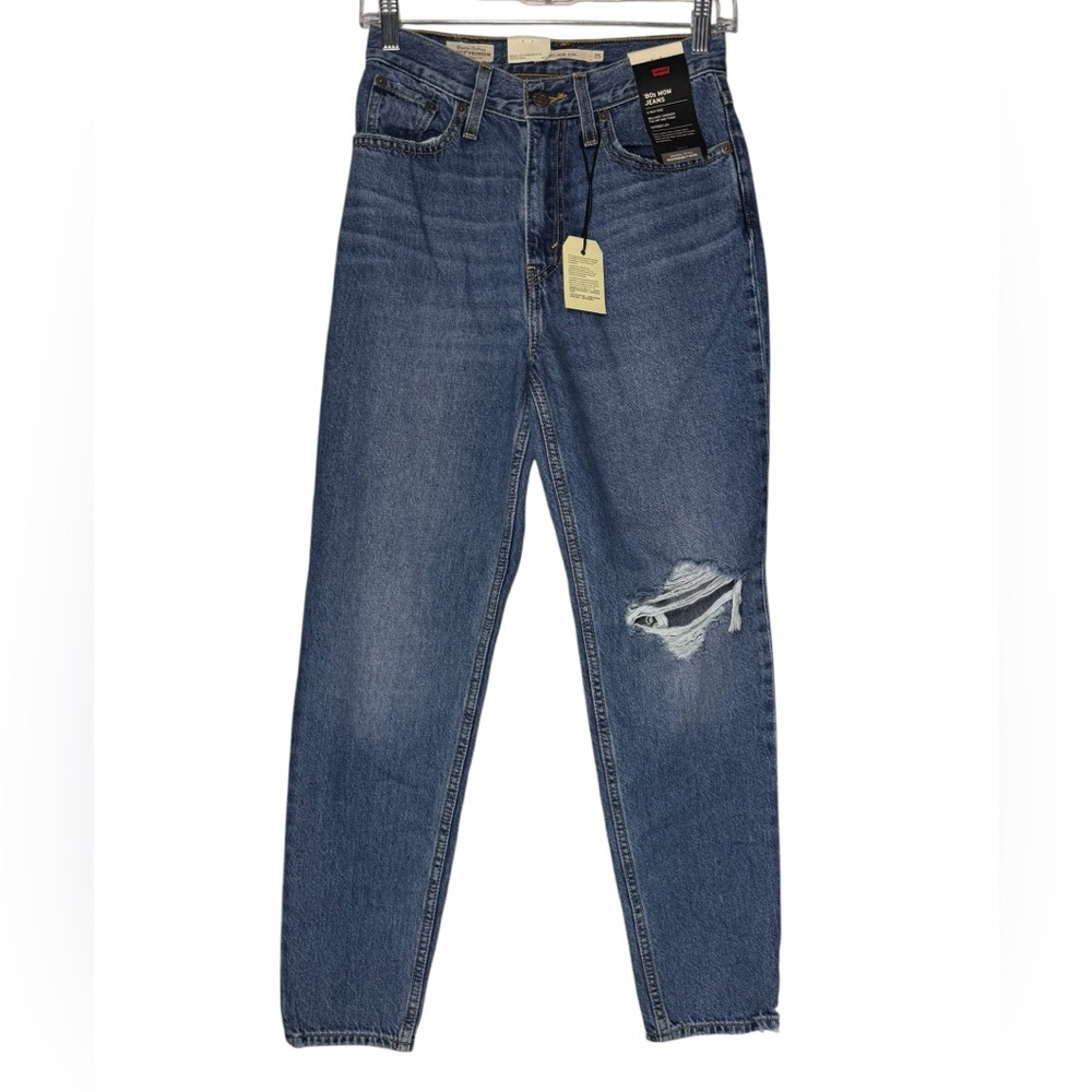 Levi’s ’80s Mom Jeans Women’s Sz 25 Blue High Rise Tapered Distressed Casual NWT